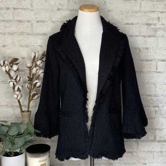 Cupcakes and Cashmere | Black Tweed Fringe Blazer - Picture 3 of 7